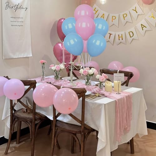 6 Set Balloon Stand Kit for Table Centerpieces With Balloon and Base Party Decorations for Birthday Wedding Retirement Graduation Baby Shower (Blue and Pink) - Image 3
