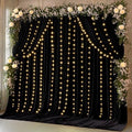 10 x 10ft Black Backdrop Curtains with Lights String for Party by PartyTalk