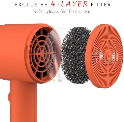 AINA Hair Dryer with Diffuser,Comb Full-Featured Blow Dryer 110V(Orange) - Image 2