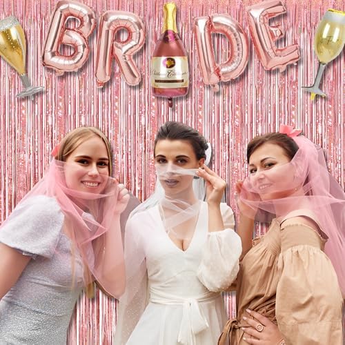 BRAVESHINE Tinsel Backdrop, Rose Gold Foil Fringe Curtains | 2 Pack - Image 4