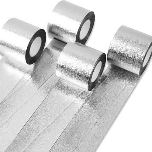 PartyWoo Silver Crepe Paper Streamers 4pcs 328 FT Silver Streamers by PartyWoo