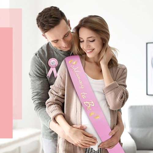 MILVOWOC Baby Shower Sash 2 Pack Mommy & Daddy to Be Set, Pink - Image 6