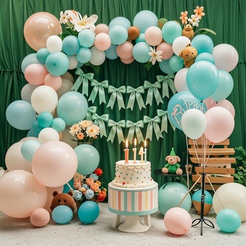 2 Strings Sage Green Bow Garland Banner Decorations, Pre-Strung Satin Ribbon Bows for Birthday, Baby Shower, Bridal Shower, Coquette Girls Room, Bow Themed Party, Wedding, Christmas Tree Decorations - Image 3