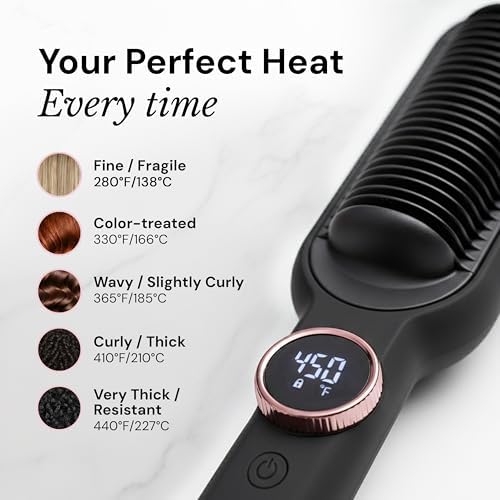 L'ANGE HAIR Smooth It 2-in-1 Hair Straightener Brush, Black - Image 3