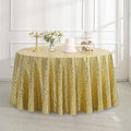 Pufogu 120" Round Gold Sequin Tablecloth Glitter White Table Cloths for Birthday Wedding Bridal Baby Shower Party Decorations by Pufogu