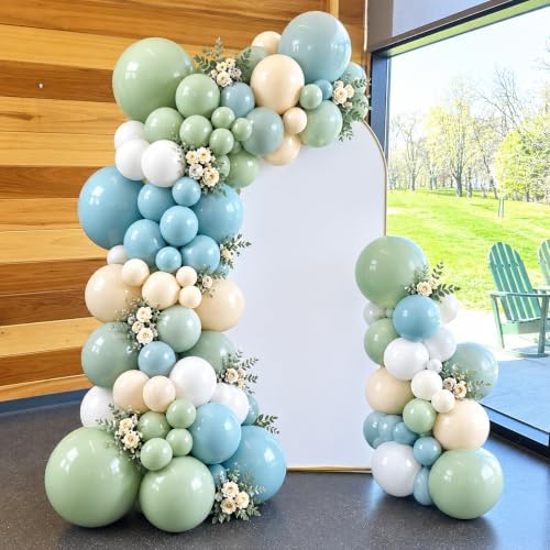 Baby Shower Blue and Green Balloon Arch Kit 129 Pcs - Image 5