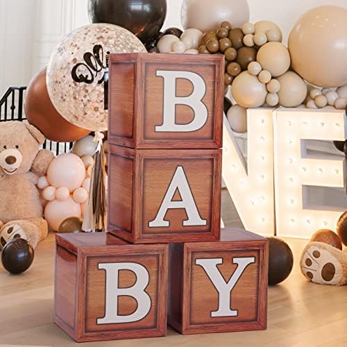 Voircoloria Baby Balloon Boxes with Letters, Wood, 4 Pack - Image 3