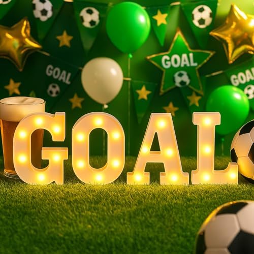 Honoson 4 Pcs Soccer Party Decorations Goal LED Lights Sign Table Decor by Honoson