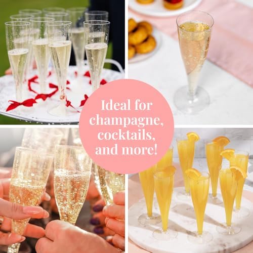 Prestee Disposable Champagne Flutes, 4.5 oz Plastic Champagne Glasses - Image 6