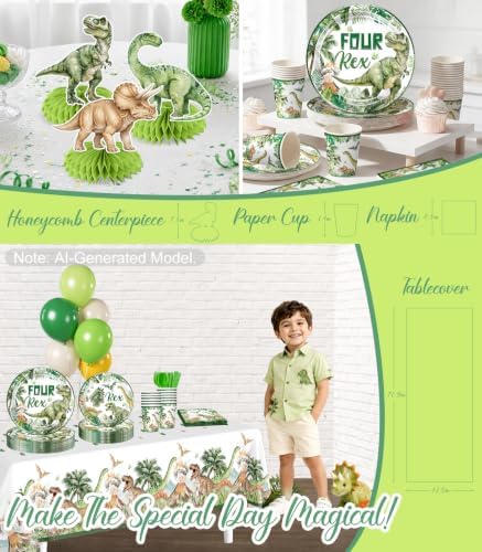 288pcs Roar Im 4 Dinosaur Party Decorations, All-in-One Set, 25 Guests - Image 5
