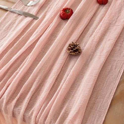 6Pcs Pink Cheesecloth Table Runner 120 Inches for Party Home Decor - Image 2