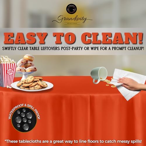 Grandipity Plastic Table Cloth Disposable 12 Pack 84" Round Orange - Image 3