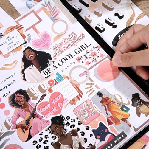Black Girl Decal Stickers Book For Planners, Calendars, Journals, Vision Boards, Projects, Laptop & Water Bottles – Premium Quality, Hand Drawn, Waterproof – Scrapbook Accessories For Women - 24 Pages - Image 6