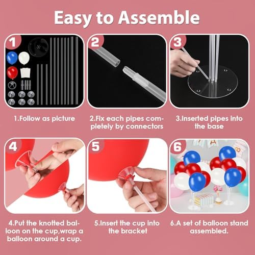 Voircoloria Balloon Stand Kit 4Sets with Balloons for Patriotic Decorations - Image 4