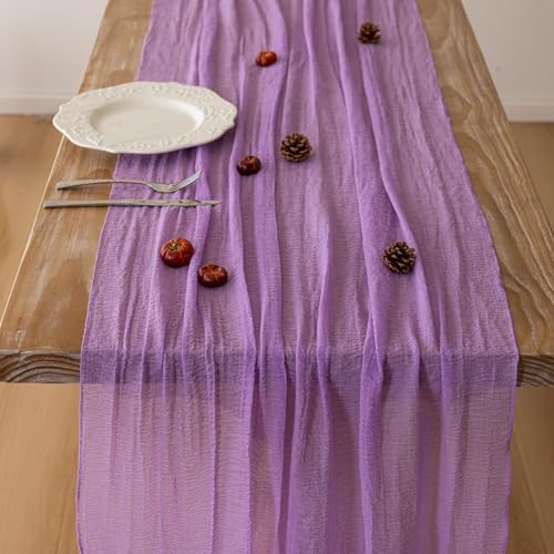 Lilac Cheesecloth Table Runner 120 Inches Fall Party Home Decorations - Image 4