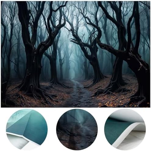 7 x 5 ft Halloween Forest Backdrop Haunted Mist Forest Witch Creepy Scene Dark Pathway Scary Trees Spooky Foggy Woods Background for Halloween Birthday Party Decorations Photo Booth Studio Props - Image 7