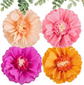 SUNBEAUTY Large Paper Flowers Decorations 4PCS 20'' Pink Orange Giant Paper Flowers Large Crepe Tissue Flower Decorations for Girls Women Birthday Baby Shower Spring Summer Wedding Wall Decor by SUNBEAUTY