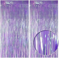 2 Pack Purple Iridescent Streamers Backdrop, 3.3x6.6ft Foil Fringe Curtains Lavender Holographic Door Tinsel Streamers for Birthday, Wedding, Holiday, Bachelorette, Theme Party Decorations by JustShimmer