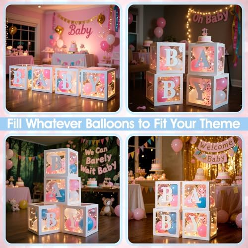 Ledido Baby Boxes with Letters & Balloons & Fairy Lights for Baby Shower - Image 6