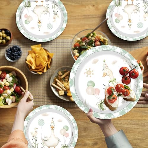 Pet Duck Birthday Decorations Supplies, 140PCS Disposable Paper Dinnerware Set Paper Plates Napkins Cups Set for 20 Guests Duck - Image 7
