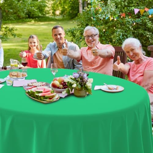 12 Pack Hawaiian Plastic Tablecloth for Round Tables, Pink Green Yellow Tropical Disposable Table Cover, Luau Round Table Cloth for Summer Flamingo Birthday Picnic Party Supplies Decorations - Image 5