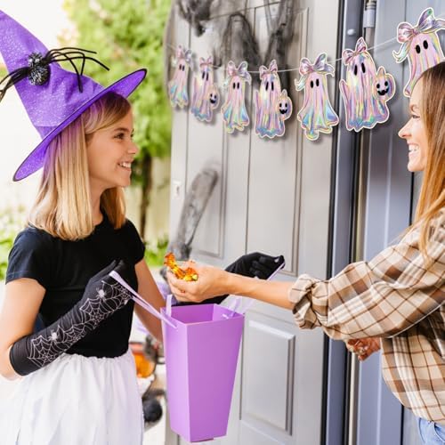 Oudain 2 Pack Halloween Ghost Garland 6.56 ft Iridescent Ghost Decor - Image 5