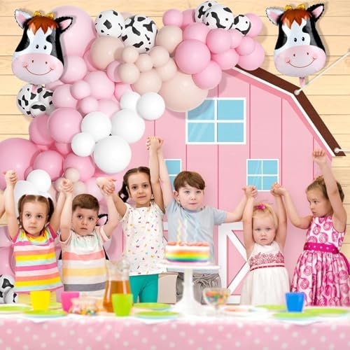 Farm Animals Party Decoration Set Farmhouse Backdrop Cowgirl Balloon Garland Arch Kit Farm Photography Background Farmer Theme Cow Balloons Photo Booth Decor for Birthday Baby Shower Party Supplies - Image 6