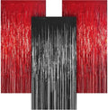 3 Pack 3.28ft x 6.56ft Red&Black Metallic Tinsel Foil Fringe Curtains, Photo Booth Backdrop Party Decorations for Birthday Wedding Baby Shower Graduation Bachelorette New Years by Unknown