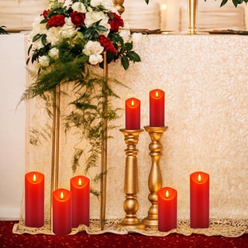 fclayvts 24 Pack Red LED Candles with Remote & Timer - Flameless Pillar Candles with 3D Flickering Flame, Battery Operated for Christmas Tree, Table Centerpieces, Party Decor - Image 4