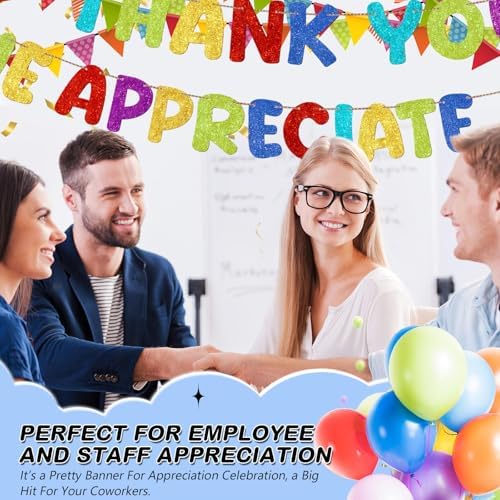 Fulmoon Thank You We Appreciate You Banner Glitter,Colorful - Image 4