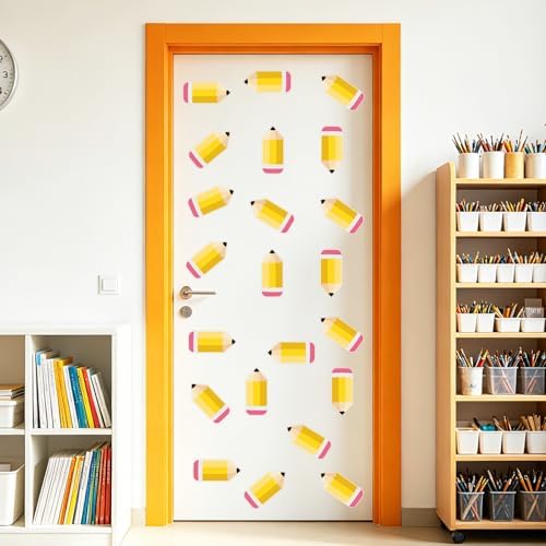 54Pcs Pencil Cutouts Pencil Name Tags, Classroom Pencils Themed Bulletin Board Paper Cutouts, Back to School Pencils Decorations with Glue Points for Student Teacher Supplies Locker Door Wall Decor - Image 5