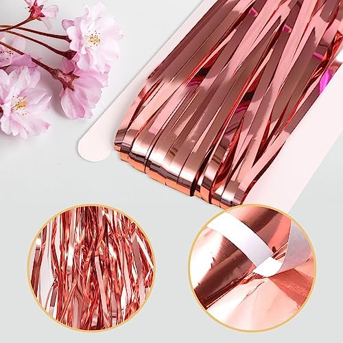 10 Pack Rose Gold Foil Curtain Backdrop 3.2ft x 9.8ft Metallic Tinsel Foil Fringe Curtains Streamer Photo Booth Backdrop for Birthday Party Halloween Christmas New Year Party Supply - Image 4