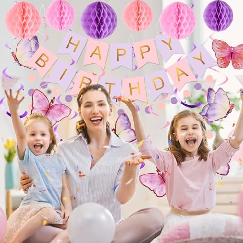 meowtastic Birthday Decorations Happy Birthday Banner with Honeycomb Balls - Image 3