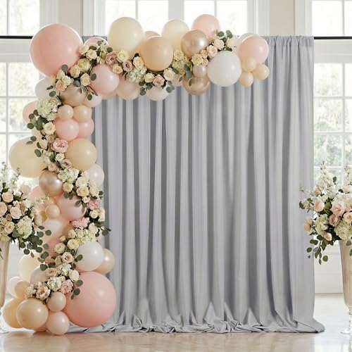 Grey Backdrop Curtains 10ftx8ft Party Polyester Photo Drapes - Image 5