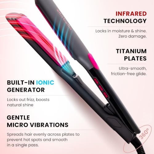 ELLA BELLA® Titanium Flat Iron Hair Straightener Large with Infrared - Image 4