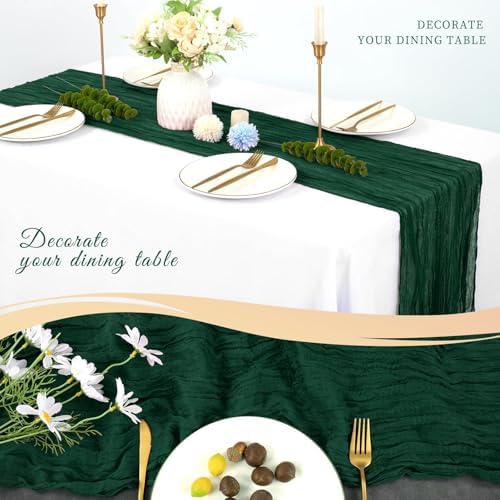 20 Pack Cheesecloth Table Runner 20 x 120 in, Emerald Green - Image 5