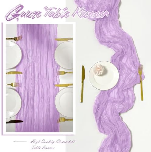 15 Pack Lavender Cheesecloth Table Runner 17 x 108 inch Cheese Cloth Table Runners 9ft Lavender Table Runner Rustic Romantic Sheer Gauze Runner for Wedding Party Baby Shower Table Decoration - Image 6