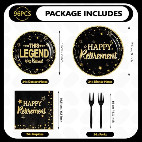 Greencian 96 Pcs Retirement Party Decorations Serves 24 - Image 5