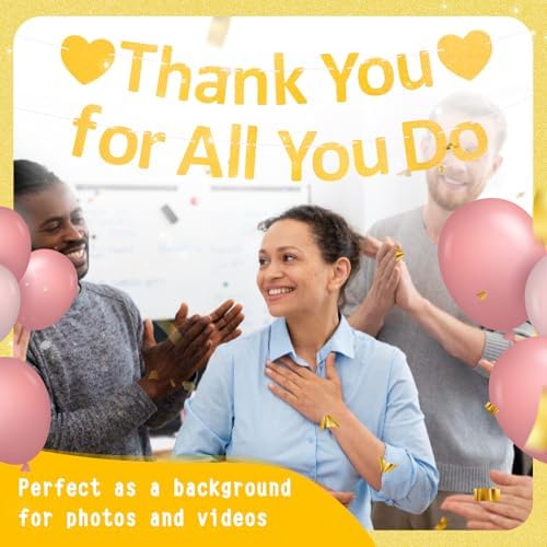 Thank You Banner Appreciation Banner for Appreciation Decorations Teacher Thanks Volunteer Events Office School Organization Thank You Parties (Gold) - Image 7