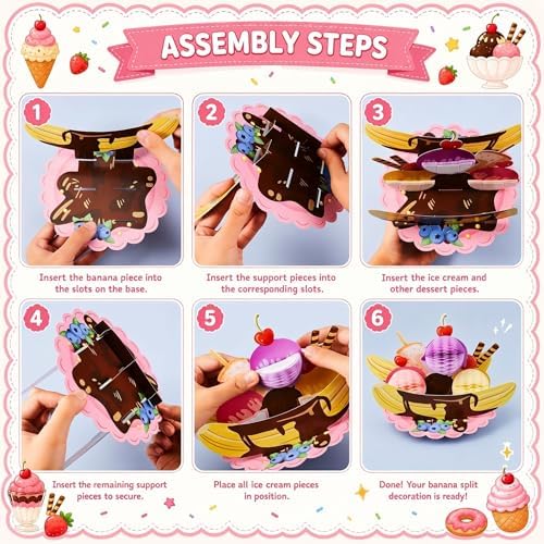Outus 6 Pcs Ice Cream Table Decorations, Honeycomb Centerpieces Set - Image 4