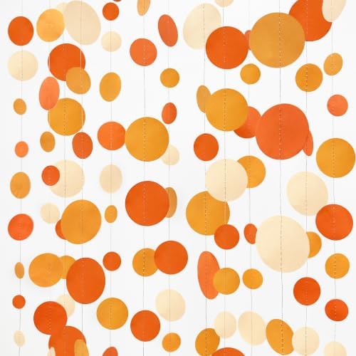 Orange Circle Dots Garland Gradient Polka Dot Hanging Paper Streamer for Wedding Bridal Shower Birthday Engagement Fall Autumn Harvest Thanksgiving Citrus Party Decorations Supplies by pinkblume