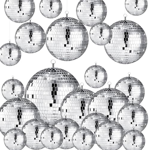 MTLEE 20 Pcs Disco Ball Decor, Silver, 8, 6, 4 Inch - Image 6