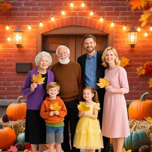 Fall Backdrop for Photography 118x79in Autumn Backdrop with 4 Grommets Fall Harvest Landsacape Pumpkin Maple Leaf Haystacks for Thanksgiving Baby Shower Birthday Party Photobooth Banner Props - Image 4