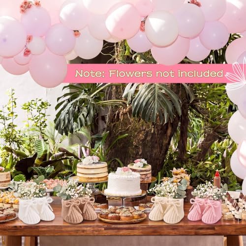 Tranqun 4 Sets Baby Booties Centerpiece No Floral DIY,Low Top,Pink - Image 5