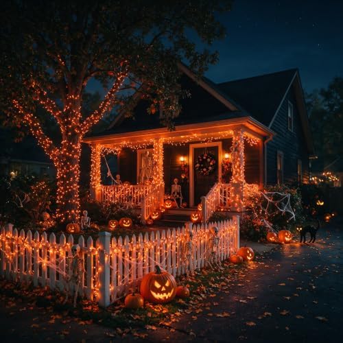 TURNMEON 3 Pack Orange Lights Total 30Ft 90LED Halloween Lights with Timer - Image 6