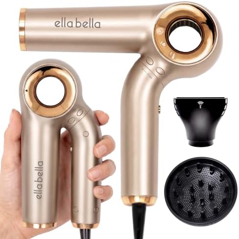 ELLA BELLA® Ionic Hair Dryer (Foldable) with Diffuser, Perfect for Travel by ellabella