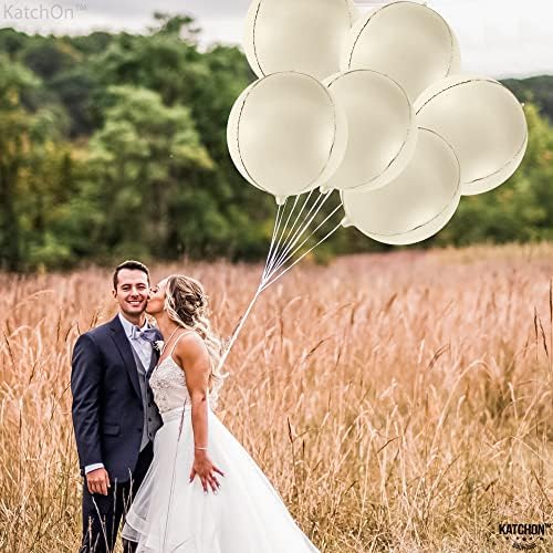 KatchOn Beige Mylar Balloons 22 Inch, Pack of 6, White Sand Balloons - Image 6
