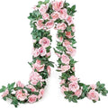 YRIOWMI 10PCS Fake Rose Garland, 7.5Ft Artificial Vines Flowers Hanging Rose Vine forfor Table Wedding Backdrop Arch Wall Party Mantle Festival Decor (Pink) by YRIOWMI