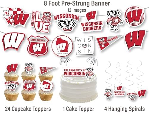 UW Madison Party Supplies Wisconsin Badgers Decorations Graduation 42 Pc - Image 3