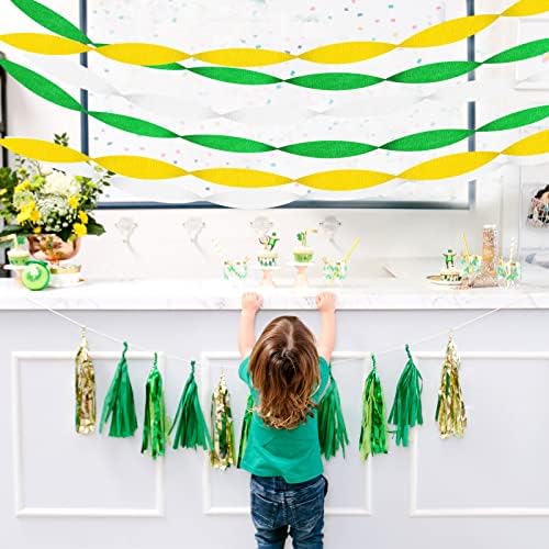 Green-White Yellow Party-Decorations Crepe-Paper Streamers - 9 Rolls Birthday Paper Garland Streamer Neutral Baby Shower Sping Summer Garden Tea Party Decor Panduola - Image 7